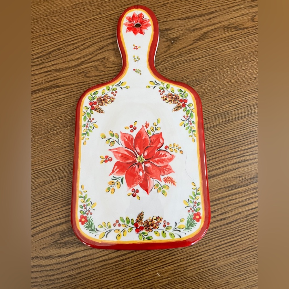 Le Cadeaux Ceramic Cheese Fruit Cutting Board Floral Motif